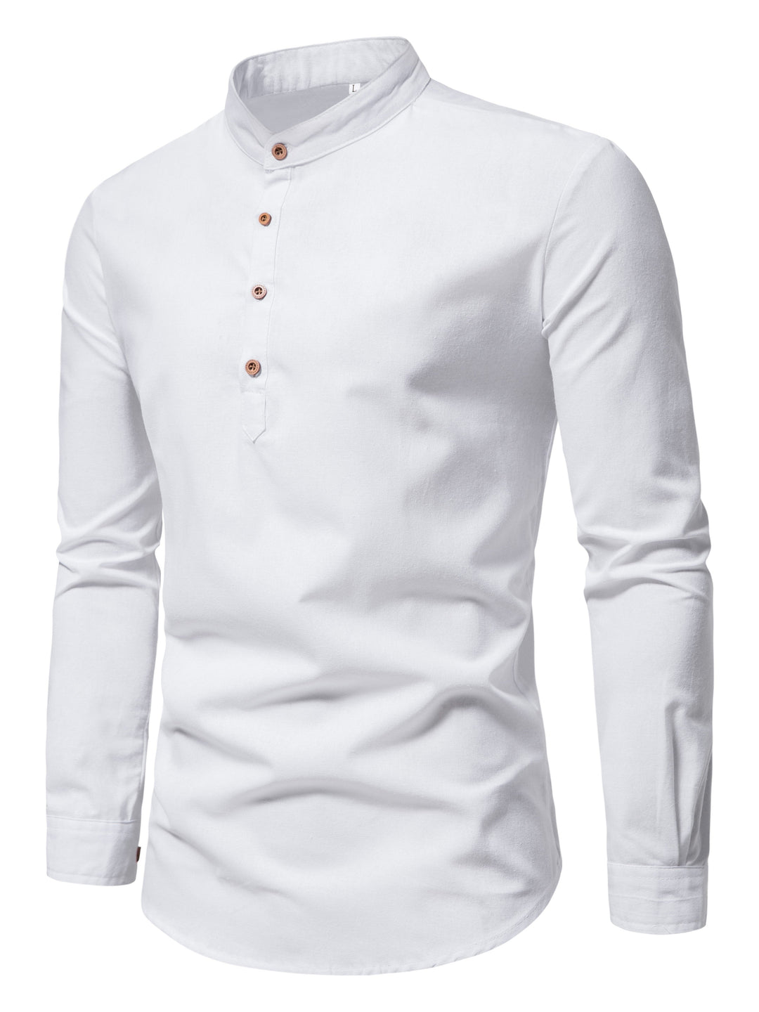 ELENA HARPER™  |  MEN'S HIGH COLLAR SHIRT WITH HALF BUTTON PLACKET