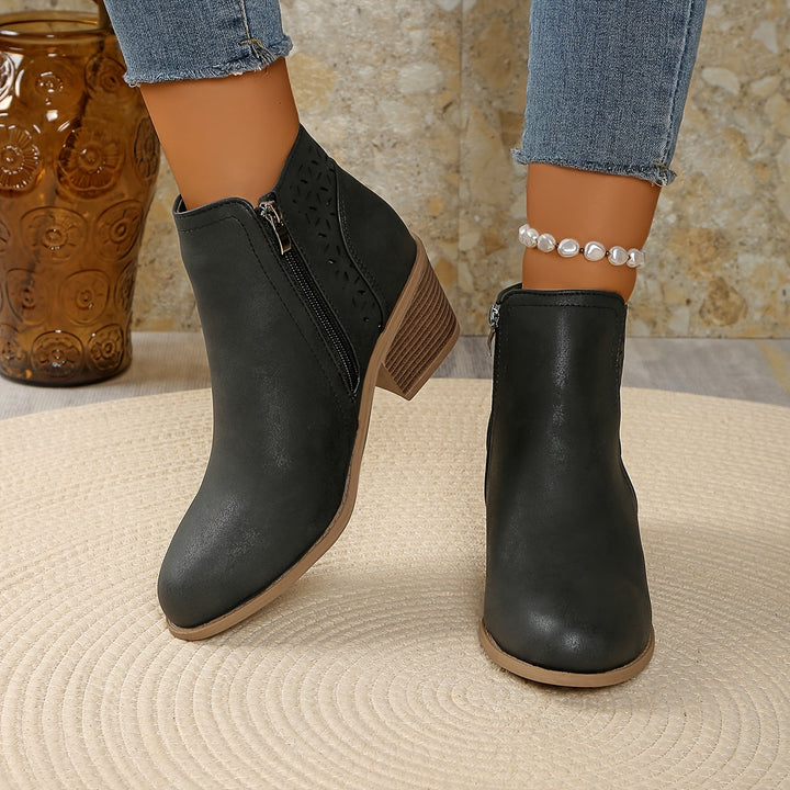 Greta | Women's Slip-On Ankle Boots with Side Zipper