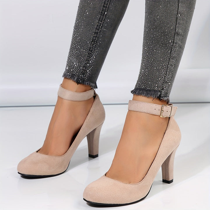 Loreena Pumps with Ankle Strap and Block Heel, view 4 - Elena Harper