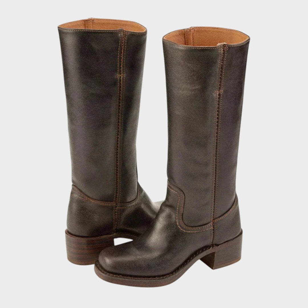 Sienna | Elegant Knee-High Leather Boots with Western Details
