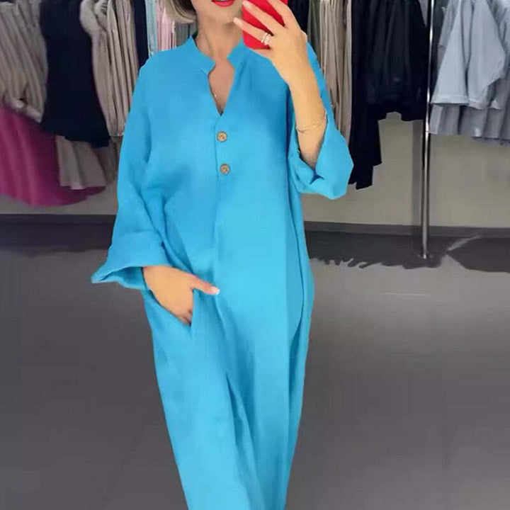 Valencia Women's Long Shirt Dress with Pockets - Elena Harper