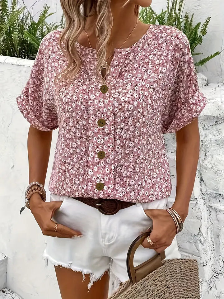 Doris Women's Stylish Blouse with Floral Autumn Print, view 4 - Elena Harper