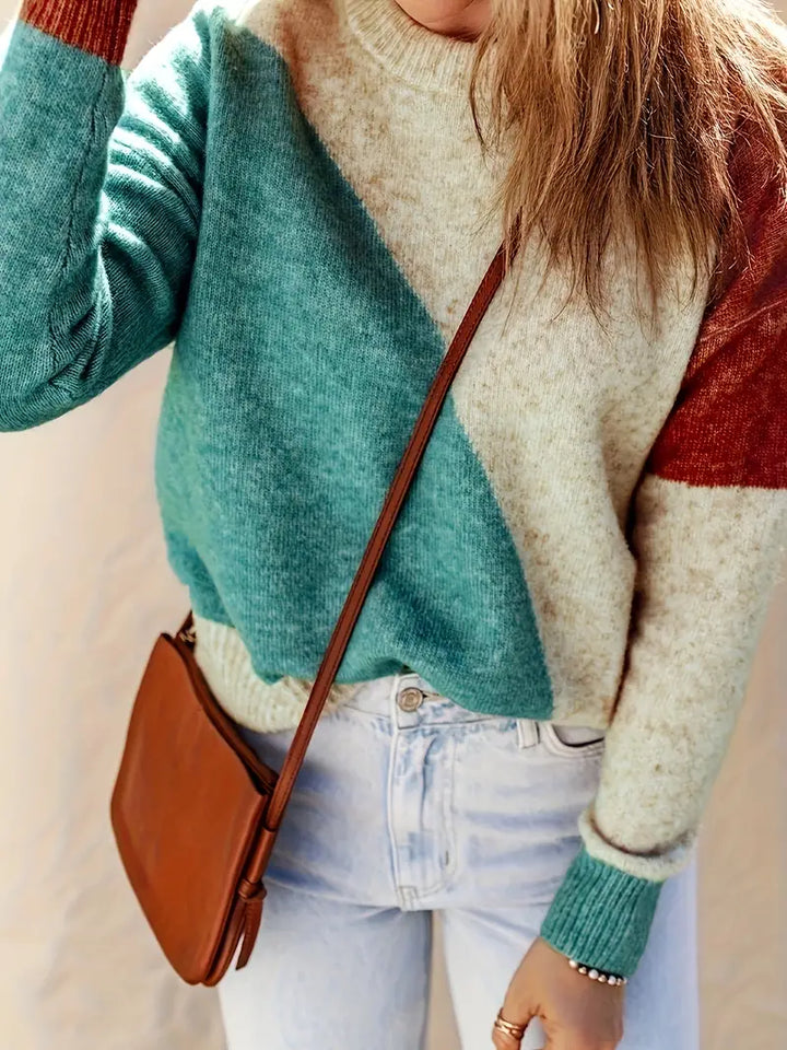 Elinne Color Block Sweater, view 3 - Elena Harper