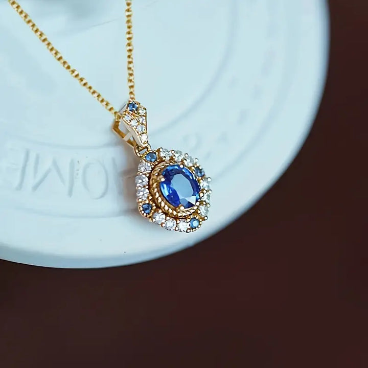 Soft gold necklace with a refined moon, view 3 - Elena Harper