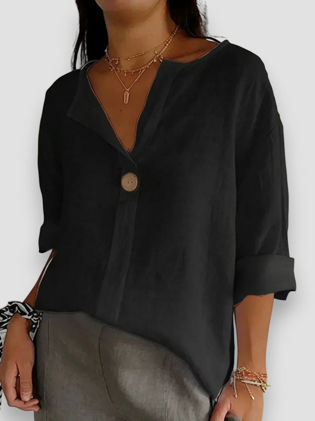 Tessa Casual Blouse with V-Neck - Elena Harper
