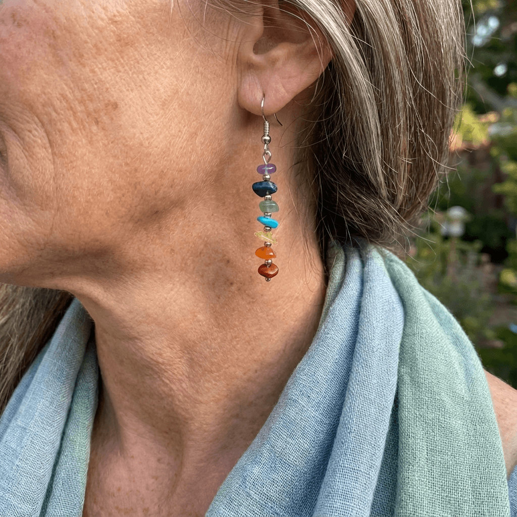Boho Colorful Natural Gemstone Drop Earrings - Elena Harper