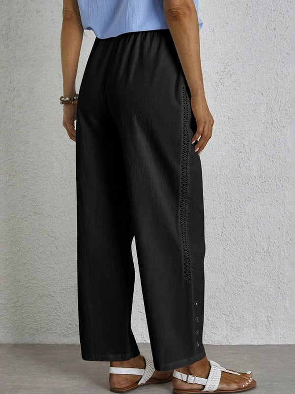 Shania Relaxed Pants with Buttons, view 6 - Elena Harper
