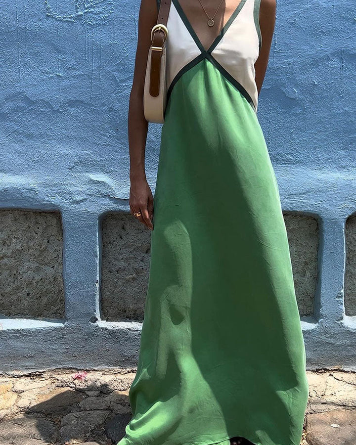 Rosalind Hawke | Maxi Dress With Colorblock V-Neck For Women
