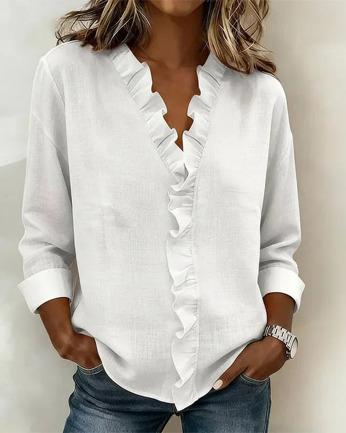 Savi™ | Stylish V-Neck Top with Ruffles