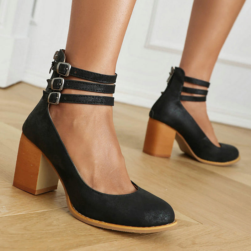 Women's Ankle Strap Block Heels – Elegant & Stable
