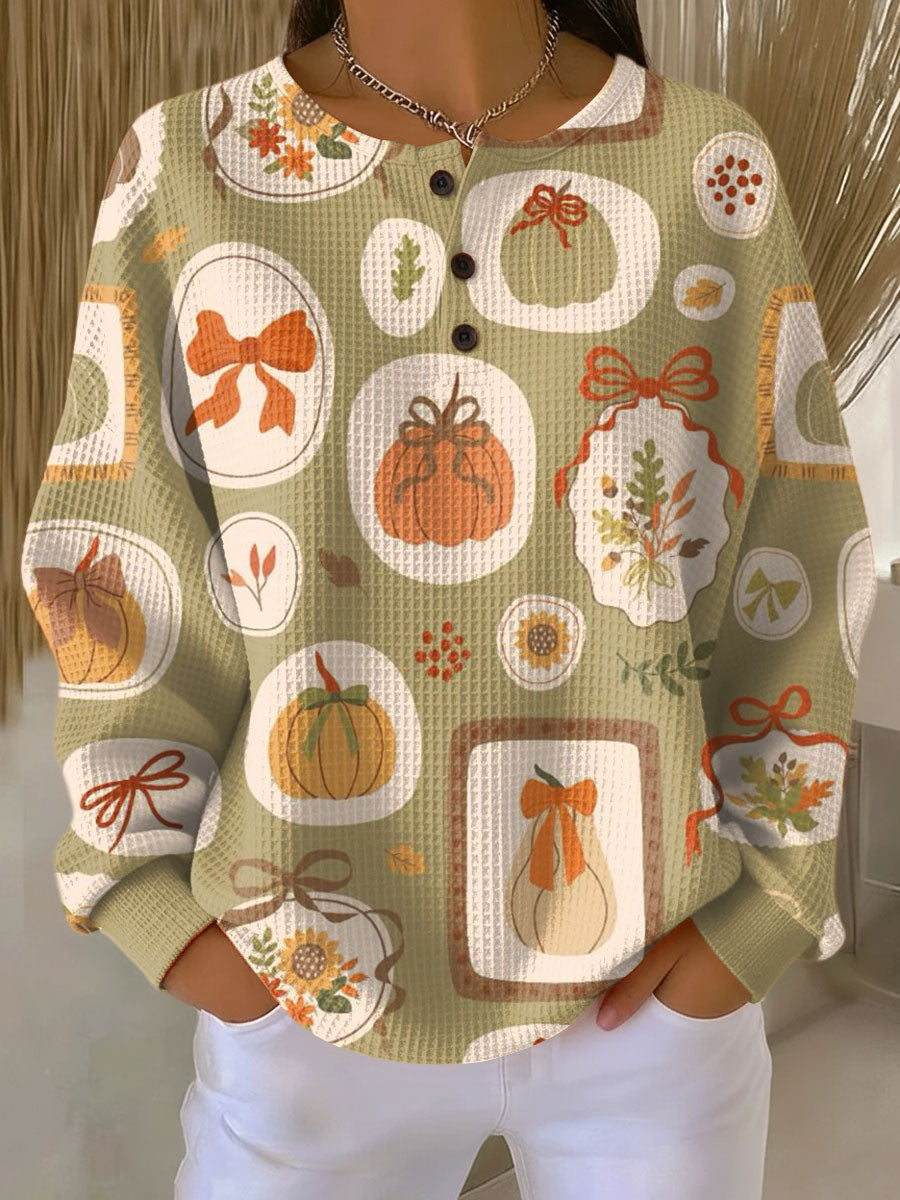 Emyrisse Autumn Sweater with Bows and Pumpkins - Elena Harper