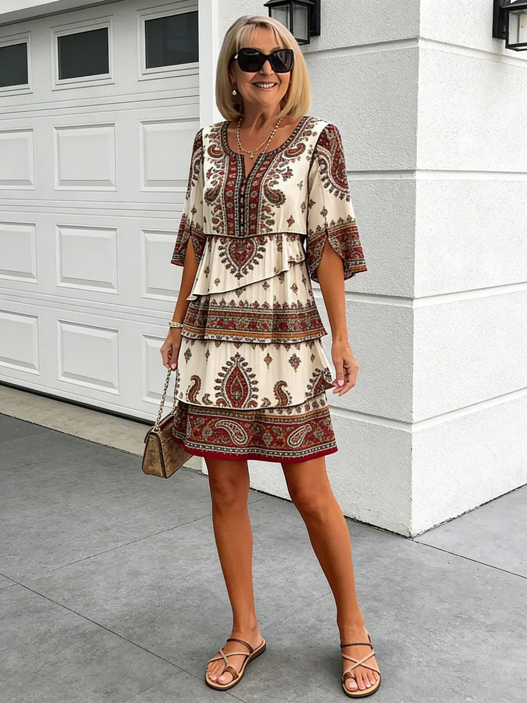 Sienna | Elegant Comfort Printed Midi Dress
