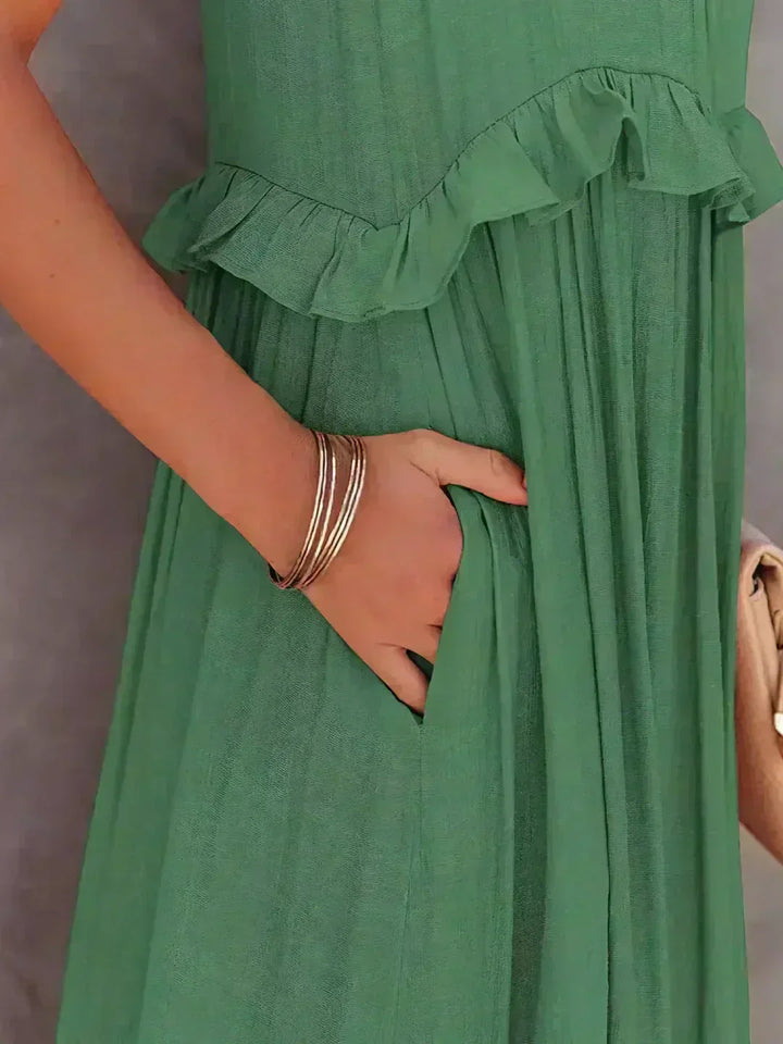 Landry - Chic Ruffle Trim Sleeveless Dress