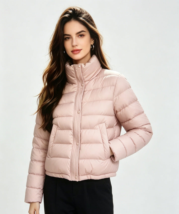 Quilted Women's Coat in Korean Style Warm and Lightweight, view 10 - Elena Harper