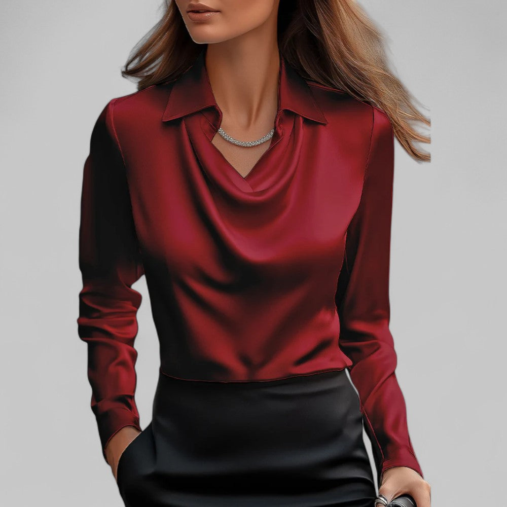 DRAPED SATIN BLOUSE FOR WOMEN