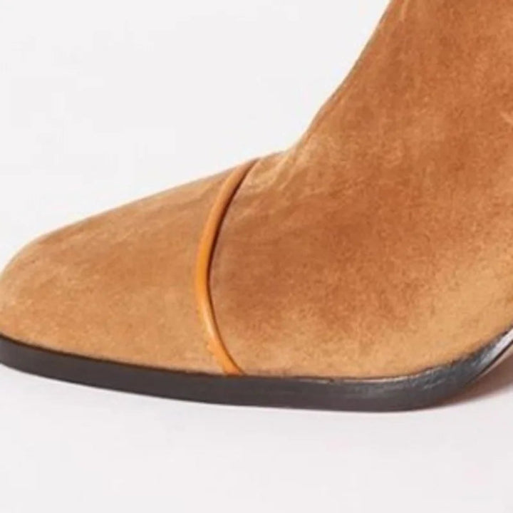 Elizabeth | Eye-catching Suede Ankle Boots with Leopard Accent