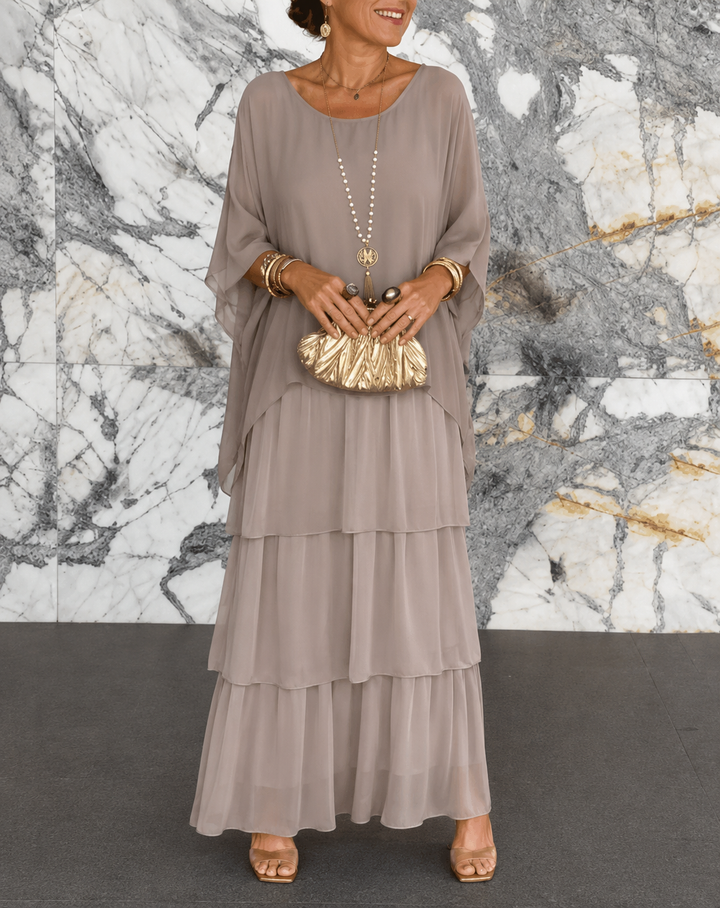 Amélie | Elegant Belly-Covering Chiffon Maxi Dress
