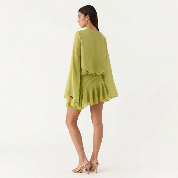 Chiffon V Neck Mini Dress Wedding Guest Summer Outfit