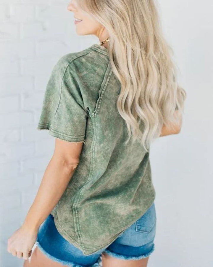 Positano Washed Button T-shirt - Elena Harper