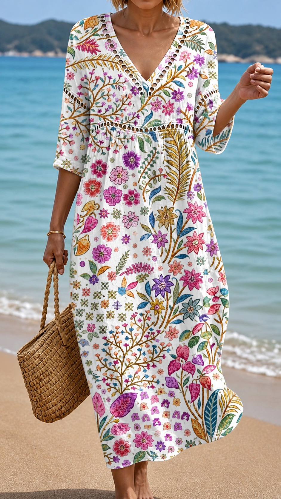 Women's Elegant Floral Midi Dress | Soft & Flowing Comfort