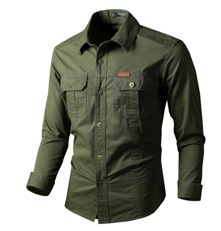 Premium Long Sleeve Cargo Shirt for Men – Casual Workwear with Loose Fit