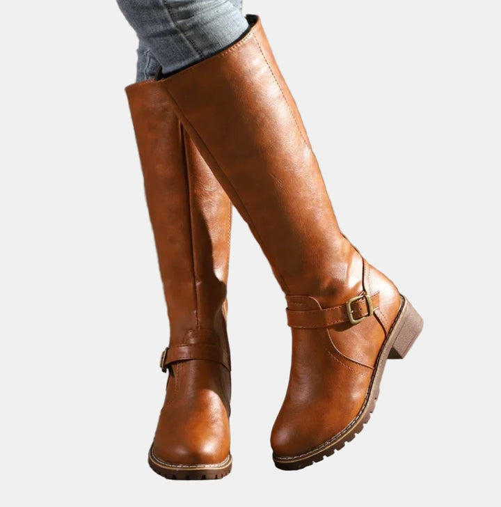 Giselle | Elegant Knee-High Riding Boots with Buckle Details