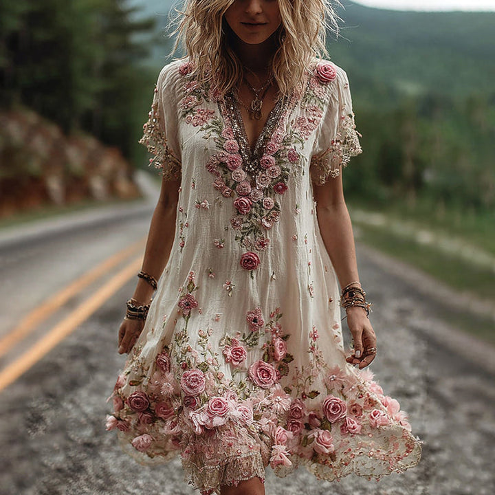 Azalea™ | Elegant Swinging Short Sleeve Dress in Vintage Style