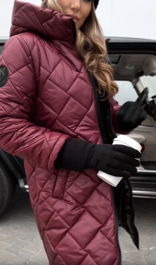 Kureha Stylish Quilted Hooded Jacket With Zipper - Elena Harper