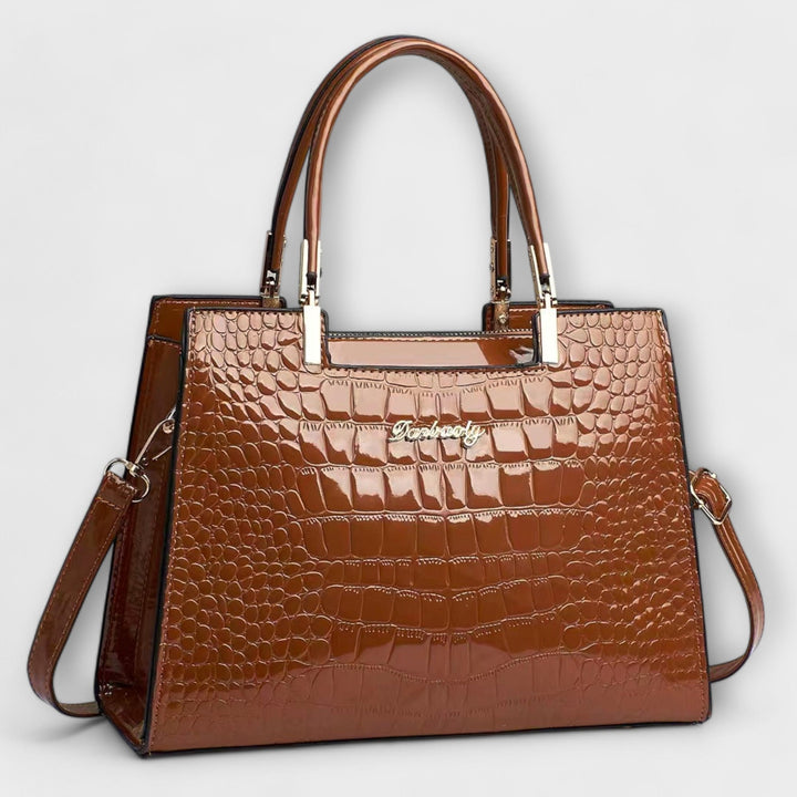 Glossy Crocodile Pattern Handbag