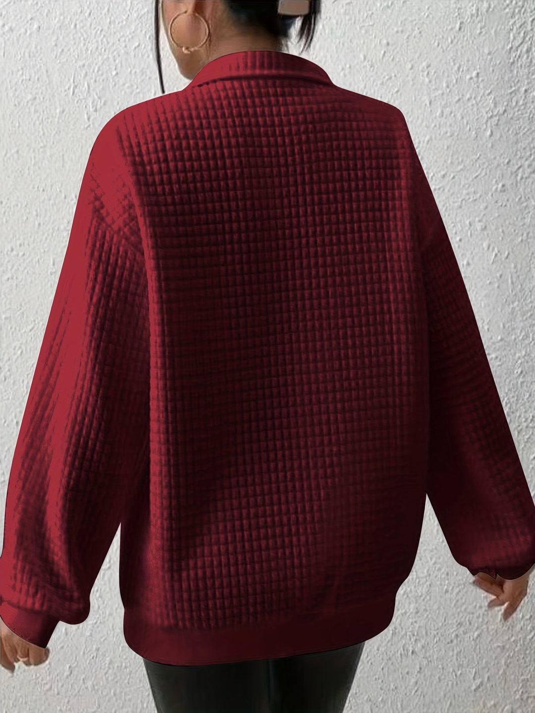 Adelina | Women's Quarter-Zip Textured Sweater with Relaxed Cut