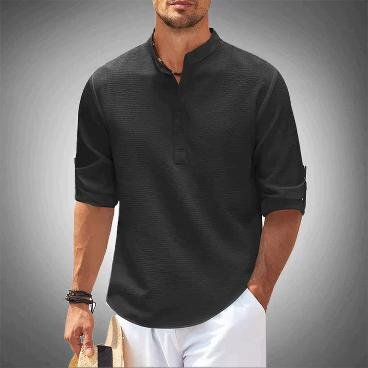 Adone Relaxed Textured Shirt, view 2 - Elena Harper
