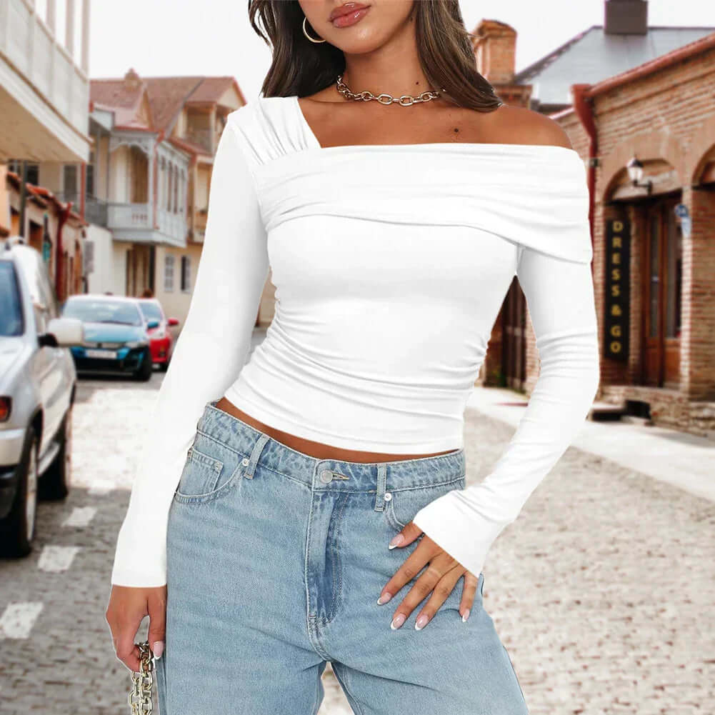 Women's Off-Shoulder Ribbed Knit Top