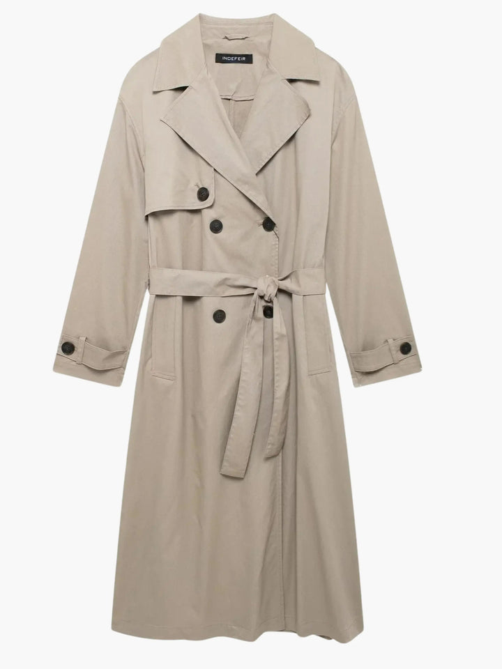 Classic Double-Breasted Trench Coat -Timeless Elegance - Elena Harper