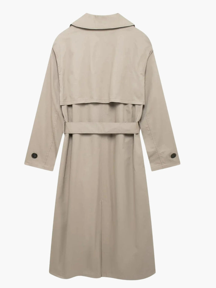 Classic Double-Breasted Trench Coat -Timeless Elegance - Elena Harper