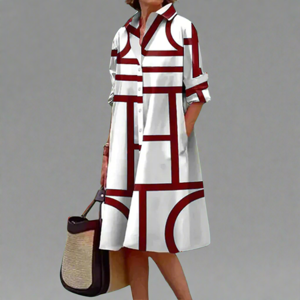 Greer Women’s Geometric Print Knee-Length Dress - Elena Harper