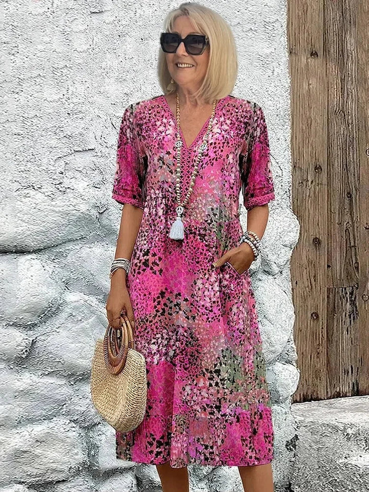 Emelith - Leopard Lace V-Neck Summer Dress