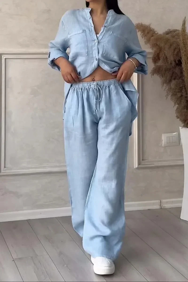 Arielle Cotton Linen Two-Piece Set, view 6 - Elena Harper