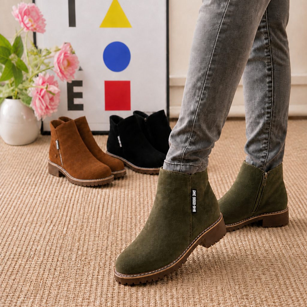 Valentina | Faux Fur Lined Ankle Boots in Suede Look
