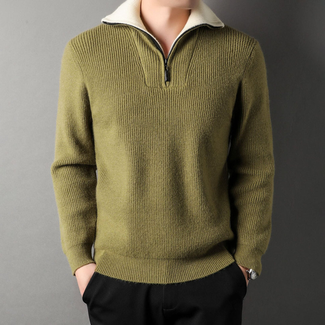 Men's Ribbed Sweater with Half Zip - Elion