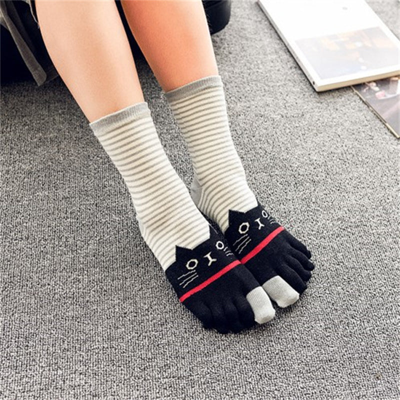 Cartoon Cat Five-Toe Socks