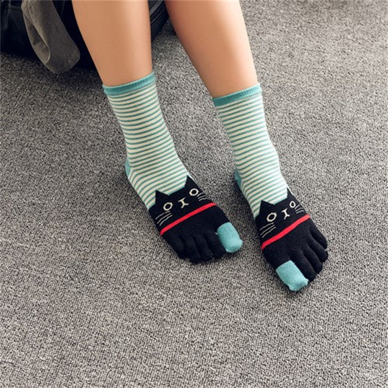 Cartoon Cat Five-Toe Socks