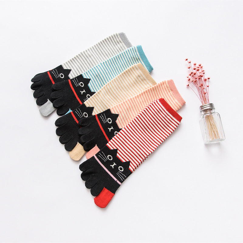 Cartoon Cat Five-Toe Socks