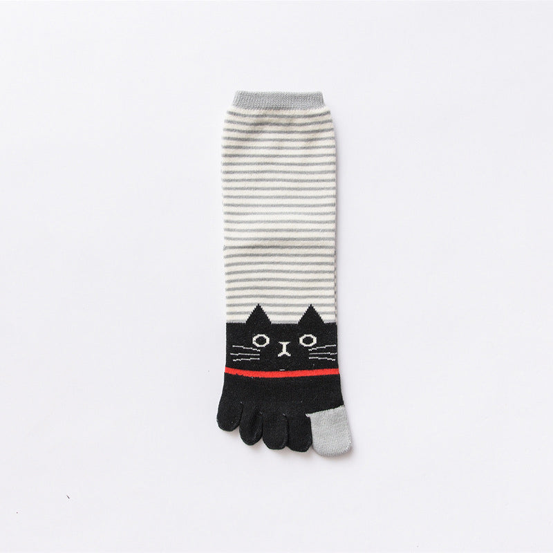 Cartoon Cat Five-Toe Socks