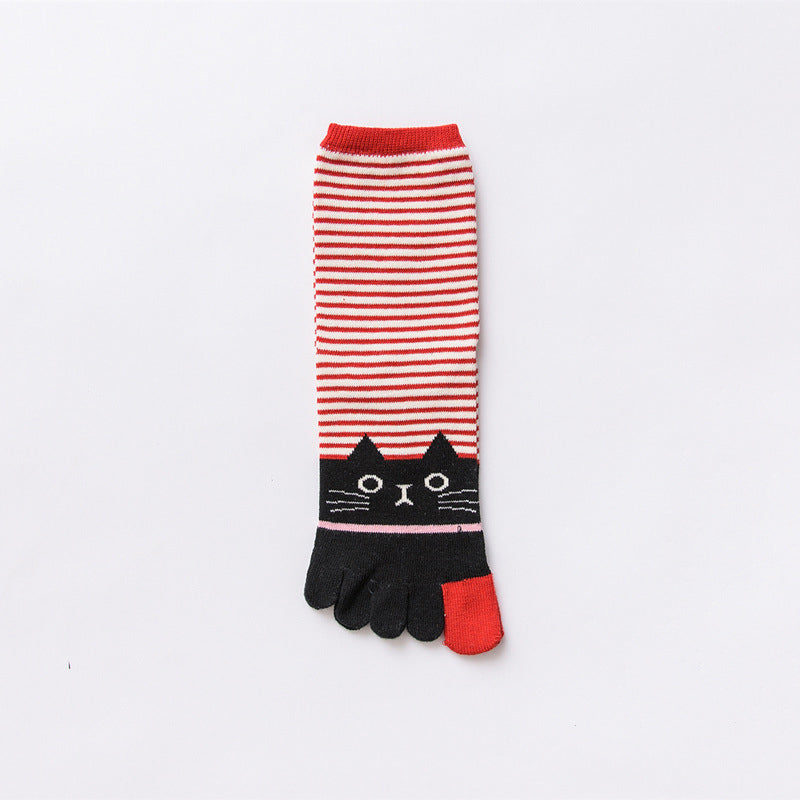Cartoon Cat Five-Toe Socks