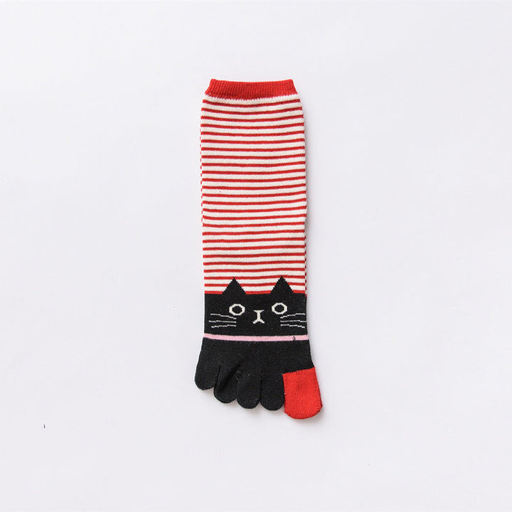 Cartoon Cat Five-Toe Socks