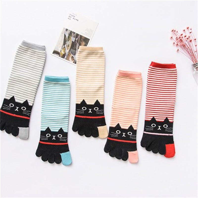 Cartoon Cat Five-Toe Socks