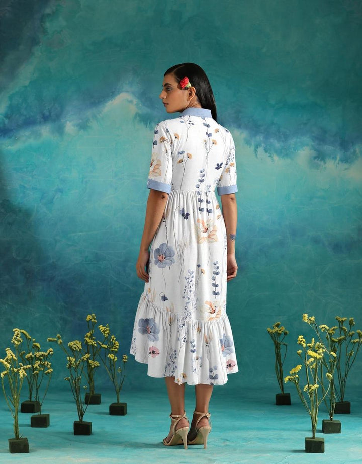 Elvienne Fresh Maxi Dress with Print & Collar - Elena Harper