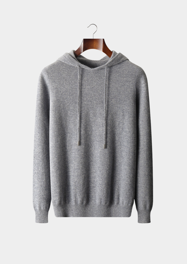 100% CASHMERE HOODED SWEATER.