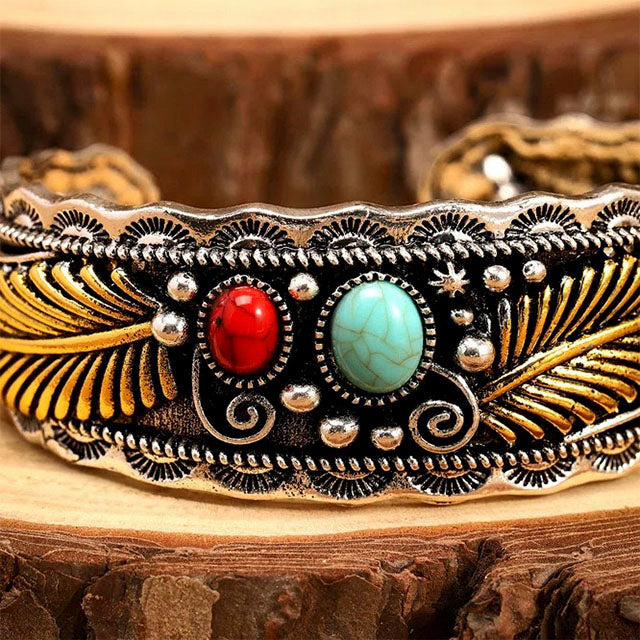 Vintage Leaf Pattern Bracelet, view 2 - Elena Harper