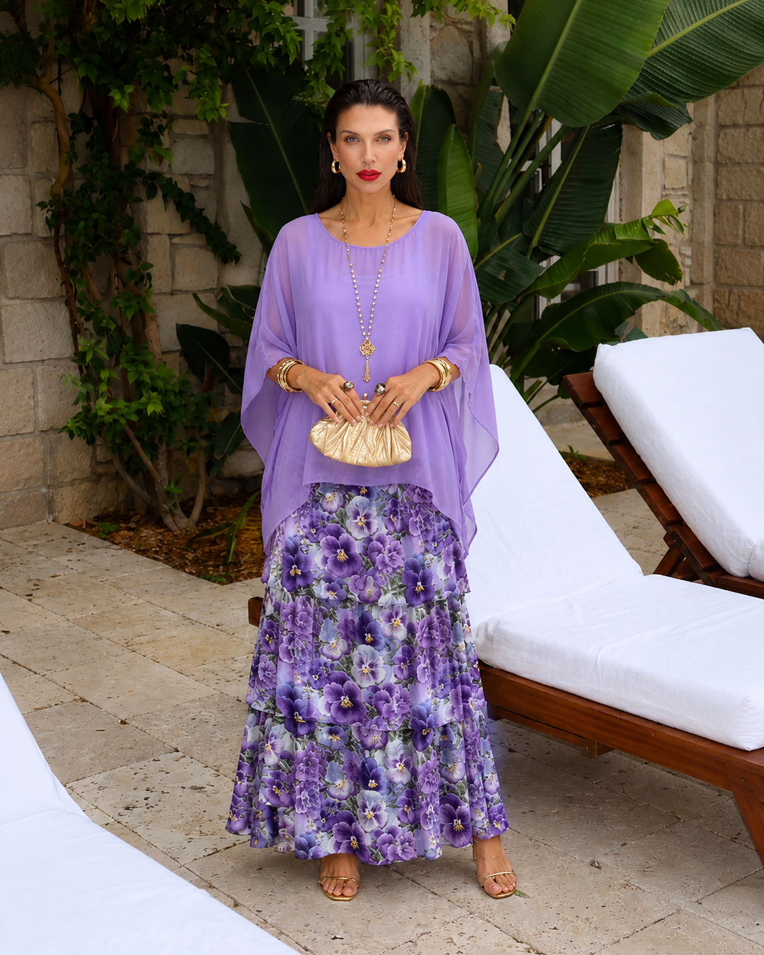Amélie Elegant Belly-Covering Chiffon Maxi Dress, view 8 - Elena Harper